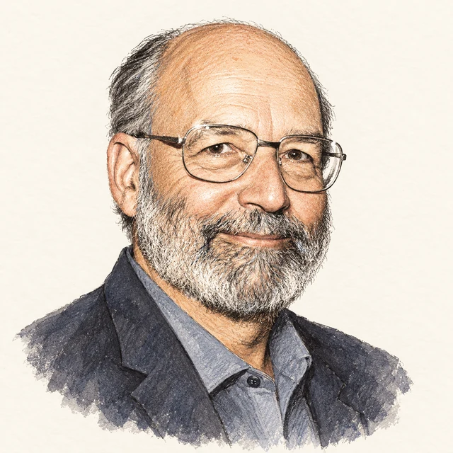 Illustrated portrait of Adi Shamir