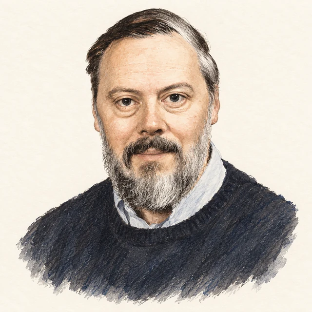 Illustrated portrait of Dennis Ritchie