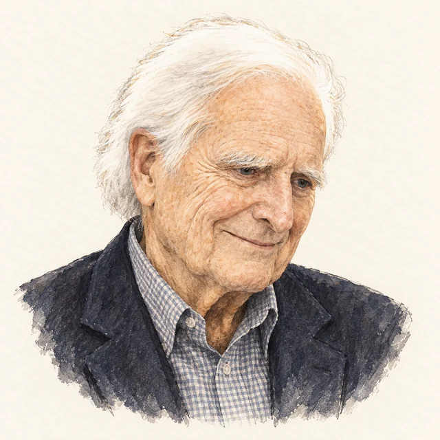 Illustrated portrait of Douglas Engelbart