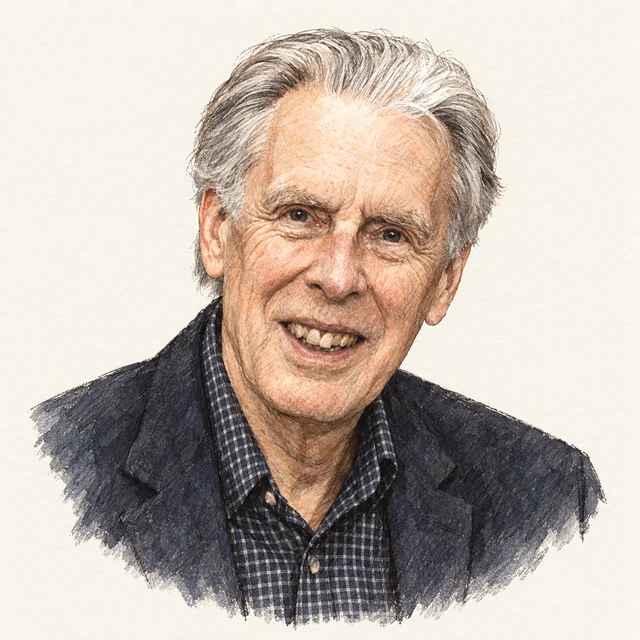 Illustrated portrait of John Hopcroft