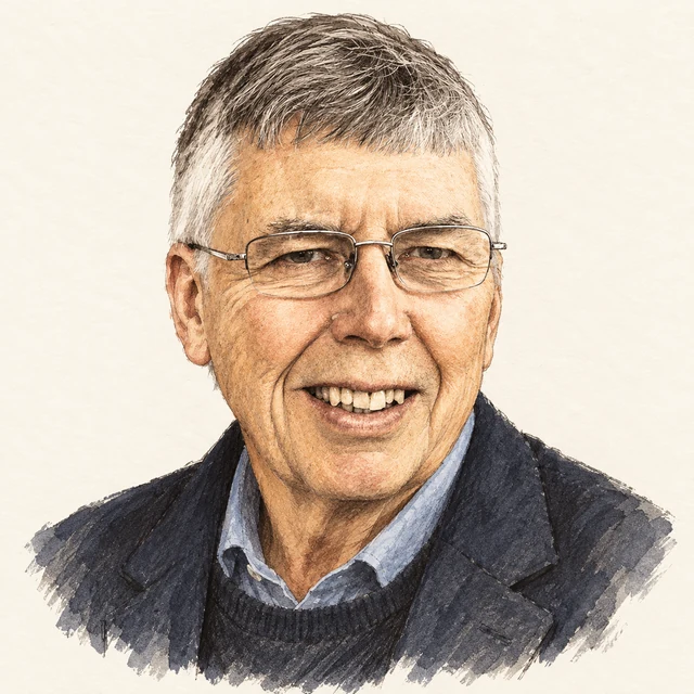 Illustrated portrait of Michael Stonebraker