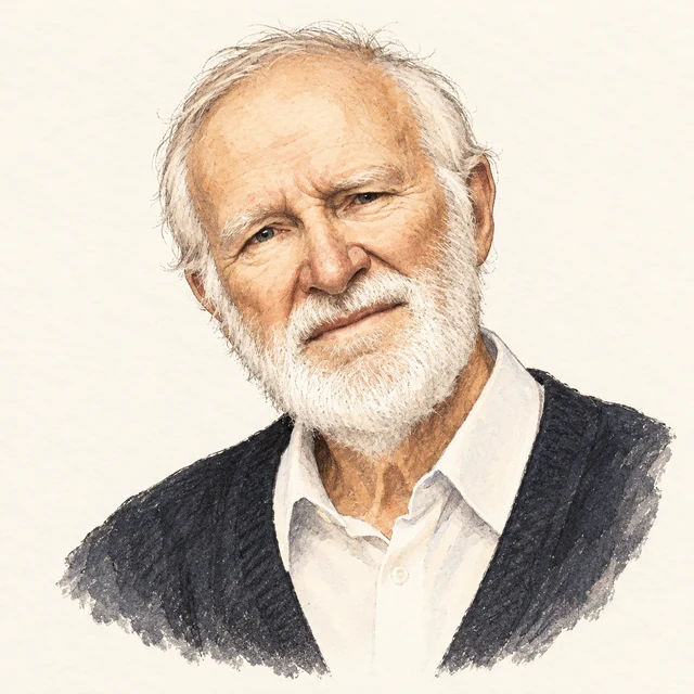 Illustrated portrait of Peter Naur
