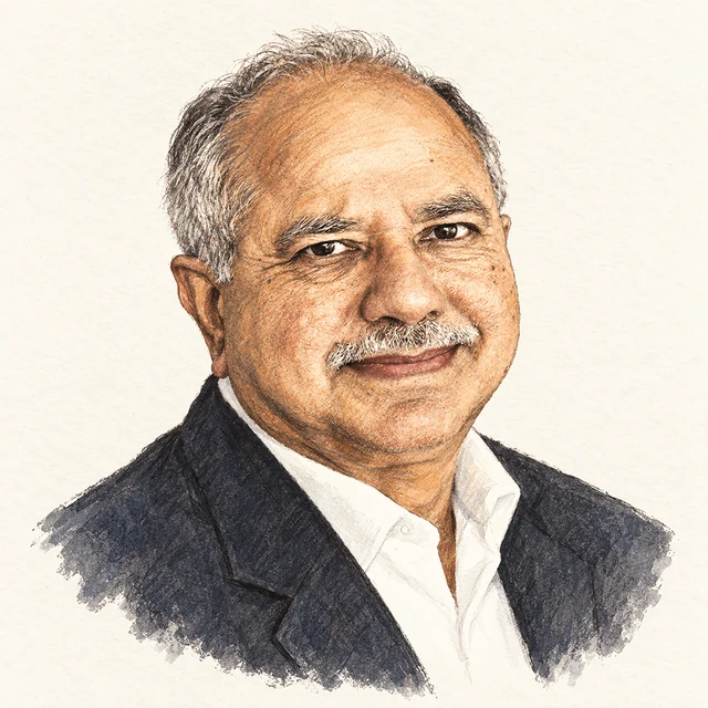 Illustrated portrait of Raj Reddy