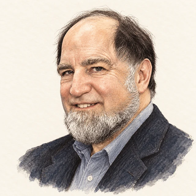Illustrated portrait of Ronald Rivest