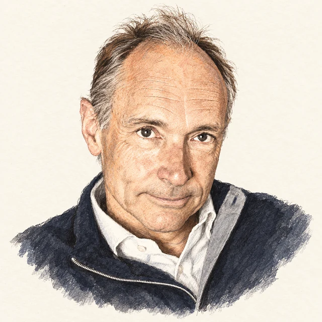 Illustrated portrait of Tim Berners-Lee