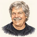 Illustrated portrait of Alan Kay