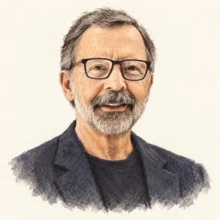 Illustrated portrait of Ed Catmull