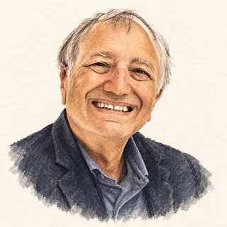 Illustrated portrait of Pat Hanrahan