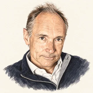 Illustrated portrait of Tim Berners-Lee