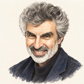 Illustrated portrait of Yoshua Bengio