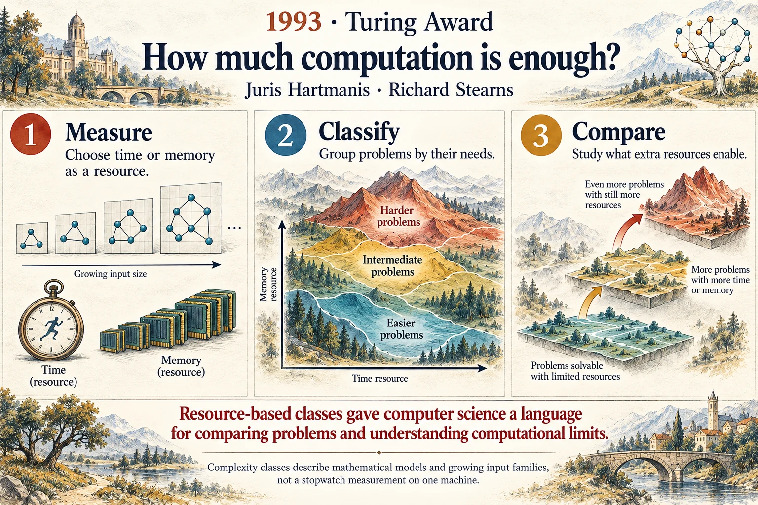 How much computation is enough?: Complexity theory studies the time and memory needed to solve problems.
