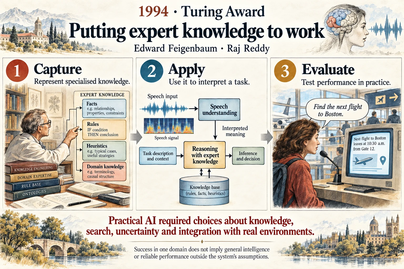 Putting expert knowledge to work: AI systems began applying specialised knowledge to demanding real tasks.