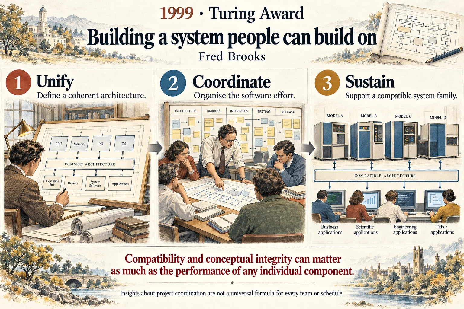 Building a system people can build on: Computer architecture and software engineering are also problems of coordination.